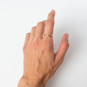Hand modeling classic half round 14k gold ring band