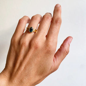 Hand modeling Augusta ring with bezel set sapphire by Truss and Ore
