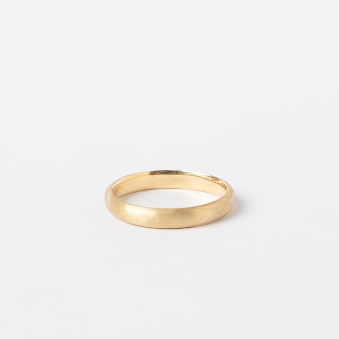 Custom 18kt gold half round ring band by Truss and Ore