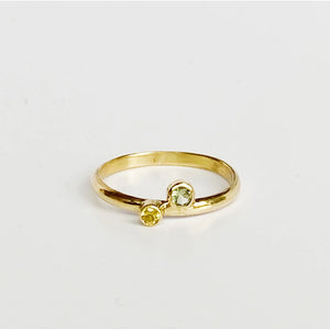 Delicate, double sapphire ring in 18k gold by Truss and Ore