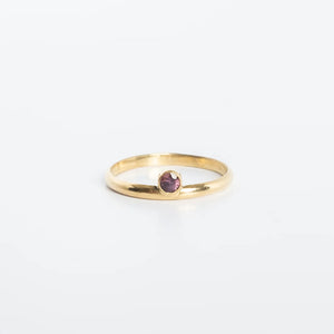 Delicate, sapphire ring and chevron band set in 18k by Truss and Ore