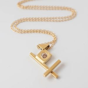 Handmade, asymmetric 18k gold Lietuva necklace by Truss and Ore