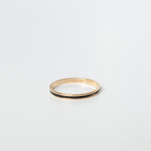 Delicate Black Enamel Gold Ring
