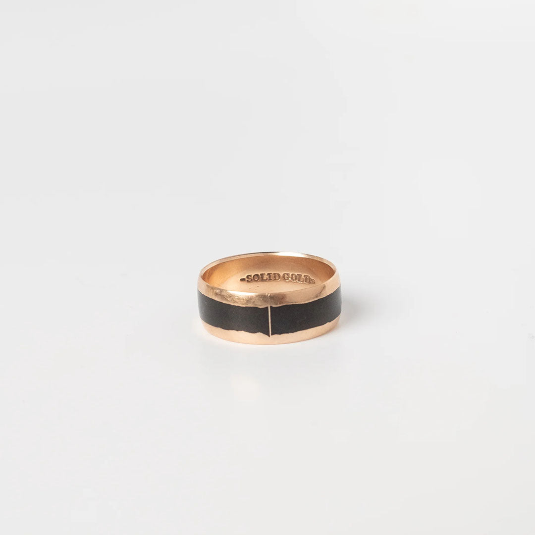 Vintage 14k gold and black mourning ring