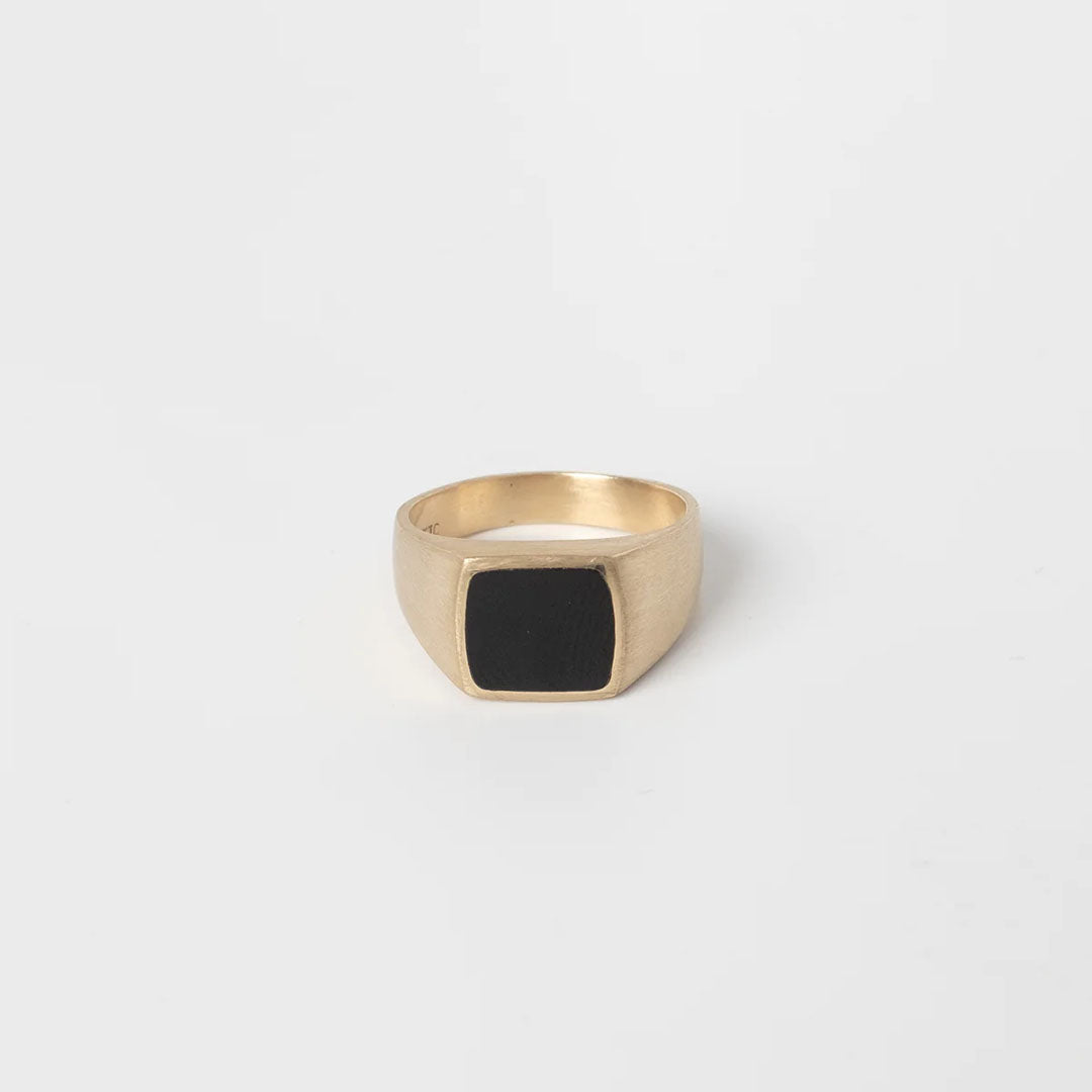 Engraved Onyx Square Signet Ring