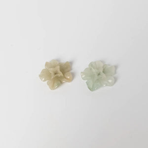 Vintage carved green jade flower earrings